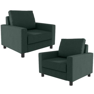 Imagem de Kit 02 Poltronas Decorativas Para Sala De Estar E Recepção Malta L02 Linho Verde Musgo - Lyam Decor