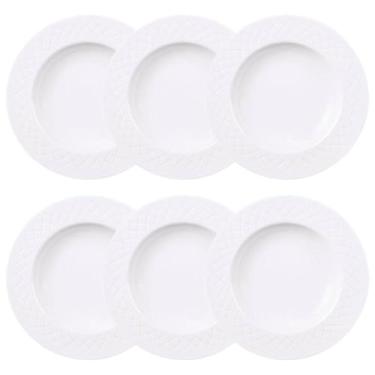 Imagem de Jogo 6 Pratos Fundos Porcelana Branca 23cm Mesa Posta Aba Larga 330ml Tramontina Ingrid