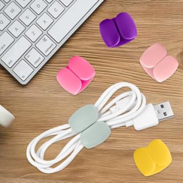 Imagem de 5 peças de clipes de abraçadeira, fixadores de fio adesivo para uso em mesa e parede, adequados para escritório, cozinha e organização doméstica (cor aleatória, F)