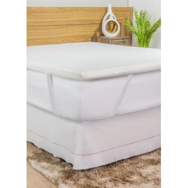 Imagem de Kit Pillow Top Espuma D20 + Almofada de Descanso Apoio lombar Travesseiro Encosto de costas para leitura na Cama em Pelúcia 50cm x60cm (PRETO) (AVELÃ/BRANCO, KING)