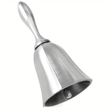 Imagem de 1 campainha de mão dourada prata multiuso para decoração de casamento, alarme, escola, igreja, sala de aula, sino vintage (prata)