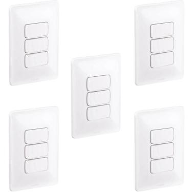 Imagem de Kit 5 Conjuntos 3 Interruptores Simples 4X2 Pial Zeffia