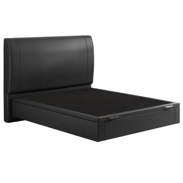 Imagem de Cama Casal Baú Flutuante Com Cabeceira 140cm Spazio S04 Couríssimo Preto - Lyam Decor