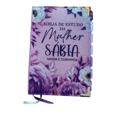 Imagem de Bíblia da Mulher Sábia de Estudos 100 Glitter Floral Lilas ARC Full Co