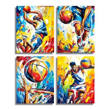 Imagem de Frimeeme Arte de parede em tela de grafite de basquete, decoração de quarto de basquete para meninos, arte de parede esportiva, fotos de decoração de parede para adolescentes e meninos, decoração de