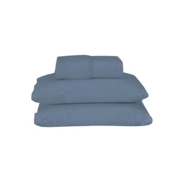 Imagem de Jogo de Lençol Casal King com Elástico 203cm x 193cm, 2 Fronhas 70x50cm, 80% Algodão 20% Poliéster, 3 Peças (Jogo Lençol Dia (King Azul Petróleo))