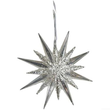 Imagem de Conjunto de enfeites de pingente de acrílico de Natal com formas de estrela, anjo, arco e figura dançante, decoração luxuosa de luz transparente para árvore de férias ou exibição festiva interna