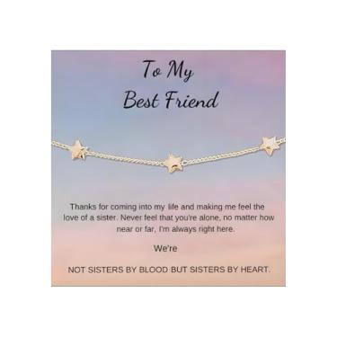 Imagem de Embtrem Pulseiras da Amizade para Mulheres Pulseira Estrela Dourada para Melhor Amigo Pulseira Presente para Mulheres, Large, Cobre, Sem Pedra Preciosa