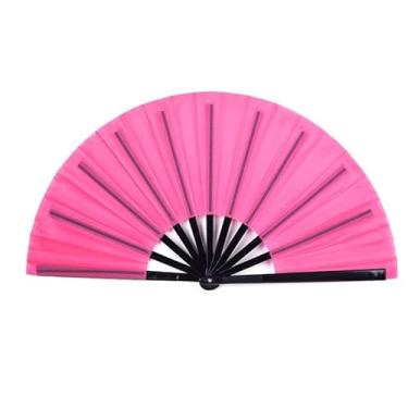 Imagem de Fãs chineses dobráveis para dança em linha, apresentações de palco, ventiladores dobráveis para prática, ensaio, eventos em grupo - Rosa