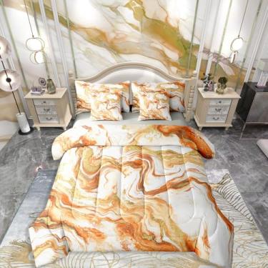 Imagem de Conjunto de edredom de 7 peças com estampa de mármore abstrato, minimalista, estilo retrô, arte ombré, decoração de 7 peças