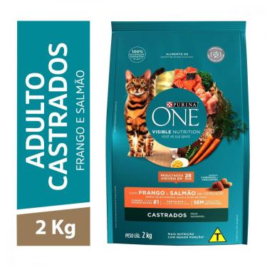 Imagem de Ração Purina One Gatos Adultos Castrados Frango e Salmão 2kg