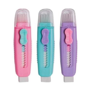 Imagem de Kit 3 Borrachas Sweep Escova Limpeza Resíduos Cores Pastel Volta as Au