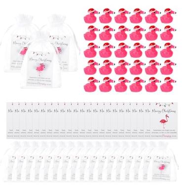 Imagem de Chanumetal 30 Pcs Coworker Gifts Resin Mini Flamingos, Mini Resin Animals Cute Flamingo Gifts with with Organza Bags Cards, Flamingos Decoration for Christmas DIY Party Favors