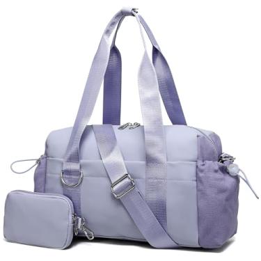 Imagem de ERTUNA Mini bolsa de ginástica para uso diário, bolsa pequena com compartimento com zíper, impermeável, bolsa de viagem fofa, bolsa de mão de treino com alça de ombro removível e carteira de moedas