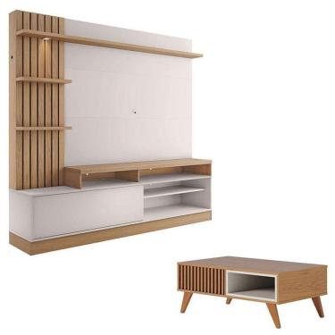 Imagem de Estante Home Theater Maceió Freijó Off White Com Mesa De Centro Jeri Freijó Off White - Colibri