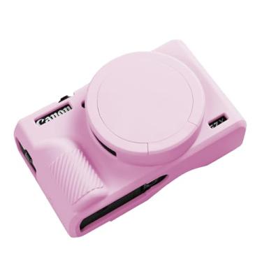 Imagem de Easy Hood Capa G7X Mark III, capa protetora para câmera digital Canon Powershot G7X Mark III, capa de lente removível, capa de silicone macia, capa protetora de borracha, rosa