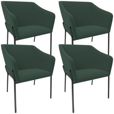 Imagem de Kit 4 Cadeiras Para Sala De Jantar Estar Living Olívia L02 Suede Verde - Lyam Decor
