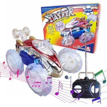 Imagem de Carrinho Maluco Controle Remoto Gira 360° Com Luzes Led Da Cambalhota Iluminação Colorida Super Legal Toca Música Criança Feliz