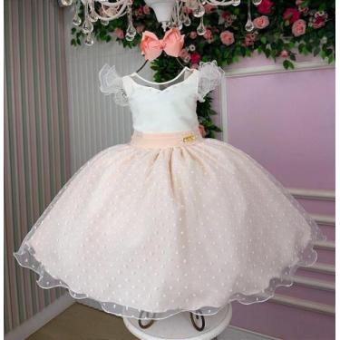 Imagem de Vestido Infantil Pêssego Midi Festa Luxo - Elegante e Confortável - Fa