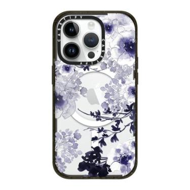 Imagem de CASETiFY Capa Impact para iPhone 14 Pro [proteção contra quedas de grau militar de 2,5 m 4X/compatível com Magsafe] - mola azul - preto transparente