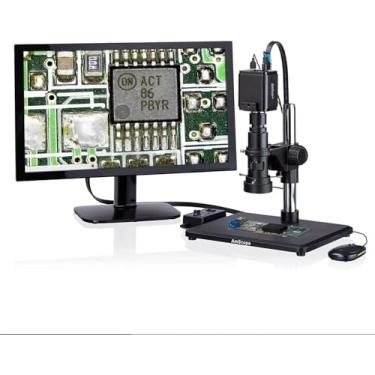 Imagem de AmScope - Microscópio de inspeção monocular com zoom 0,7X-5X com câmera HDMI 4K + anel de luz 96-LED - H800-96S-HD48L