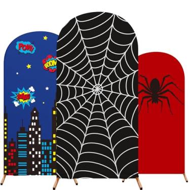 Imagem de Tingjoo Capa de fundo de arco com tema de teia de aranha, 3 peças, capas de arco de casamento, elastano, suporte de 1,2 m, 1,5 m, 1,8 m para decoração de festa de casamento, aniversário, banquete