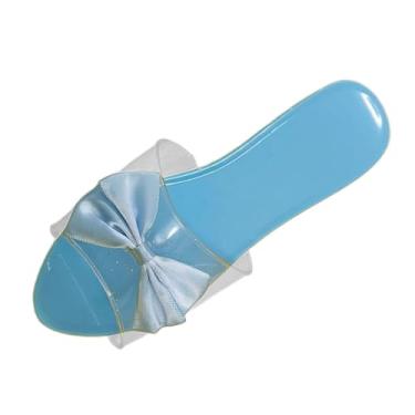 Imagem de harayaa Sandálias de gelatina para meninas, sapatos de princesa, calçados para se fantasiar, lembrancinhas de festa para crianças maiores, fantasias de, Azul