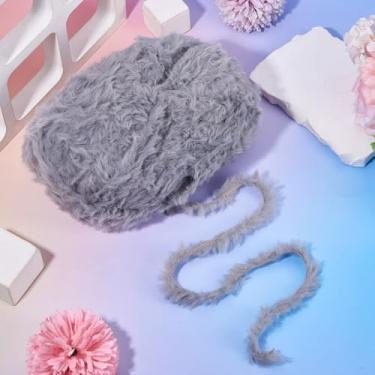 Imagem de 1 novelo de poliéster macio e grosso imitação de lã de vison de 13 mm fio de poliéster fofo cinza para artesanato faça você mesmo, xales, cobertor, cachecol, crochê, bordado, cerca de 100 g/novelo