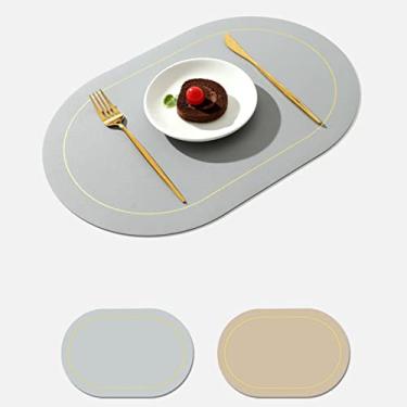Imagem de aqxreight 2 Peças de Couro Oval para Jantar, Tapete de Comida à Prova de óleo, Isolamento para Mesa de Restaurante, Casa, Hotel, Antiderrapante, Tigela, Preto, Pode Ser um Isolamento Doméstico Nosso