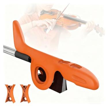 Imagem de QZAVIRE Corretor de aderência para violino com 2 tampas, laço de silicone, acessório de auxílio de ensino para iniciantes (laranja)