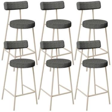 Imagem de Kit 06 Banquetas Baixa Cozinha Sala Jantar Bancada Milão Arena L02 Lin