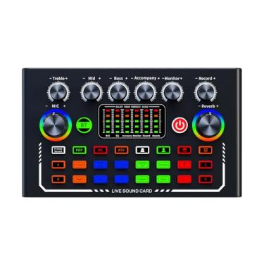 Imagem de Misturador Profissional F009 Equipamento de Transmissão ao Vivo Podcast Suporta 3 Celulares Simultaneamente Redução Ruíd