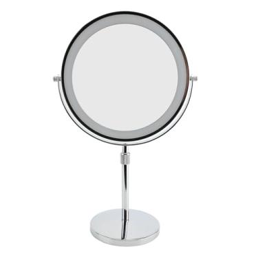 Imagem de Generic Espelho de Maquiagem Iluminado, Espelho de Vaidade de Altura Ajustável de Dupla Face Com Luzes LED de 3 Cores e Controle de Toque, para Aplicação de Maquiagem e Cuidados Com a (ZKS)