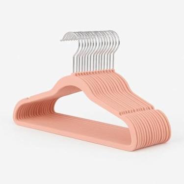 Imagem de Cabides rosa infantil de veludo macios para roupas, praticos e duraveis