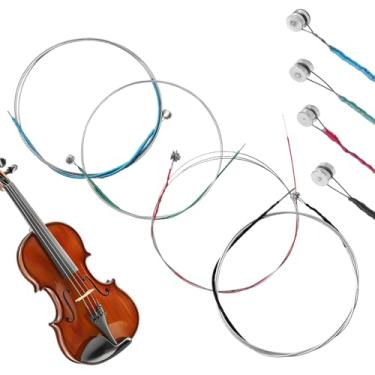 Imagem de Cordas de viola banhada a níquel, conjunto completo de 20 peças de cordas para violino (G-D-A-E), conjunto universal de aço inoxidável 4/4 3/4, núcleo de cromo, cordas para violoncelo, 1 núcleo
