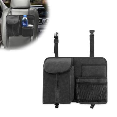Imagem de NOTISH Bolsa organizadora de assento de carro de grande capacidade, bolsa de armazenamento com gancho, camurça, para laptop/iPad/material de escritório, serve para qualquer carro/caminhão (preto)