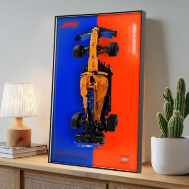 Imagem de Display Wallboard for Lego Technic McLaren Formula 1 Race Car Building Set 42141, Acrylic Wall Mount Frame for Adult Collectibles, Home or Office Display, Gradient Color (No Car Included)