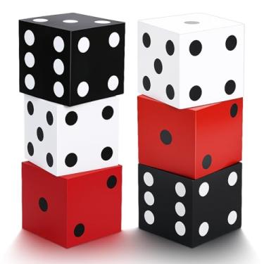Imagem de Meyeyaia 6 Pcs Large Dice Favor Boxes 11 Inch Jumbo Vegas Theme Party Decoration Giant Table Top Cardboard Dice Vegas Decor Game Nights Prom Birthday Homies Party Supply (Multicolor)