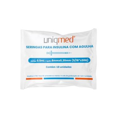 Imagem de Seringas para Insulina Uniqmed 100U 0,5mL 8mm 30G Com 10 Unidades