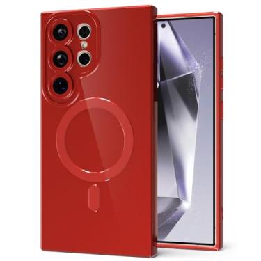 Imagem de Svanove Capa para celular Samsung Galaxy S24 Ultra de silicone magnética, compatível com Magsafe capa fofa para mulheres, feminina, brilhante, gelatina, borracha, fina, de plástico rígido, cofre e