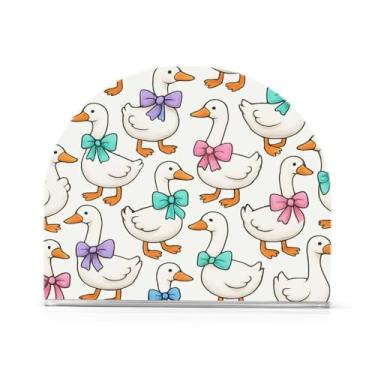 Imagem de Qilmy Porta-guardanapos de acrílico de gansos fofos, suporte de guardanapo de coquetel de plástico transparente para mesas de restaurante de cozinha, 1 peça