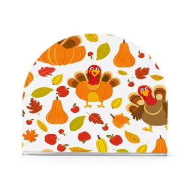 Imagem de Qilmy Porta-guardanapos acrílico de peru de desenho animado, suporte de guardanapo de coquetel de plástico transparente para mesas de restaurante de cozinha, 2 peças