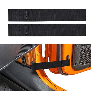 Imagem de JoyTutus Correias de Limitação de Porta Compatíveis com Jeep Wrangler, Alça de Controle de Limitação de Porta Resistente Atualizada para Jeep Wrangler CJ YJ TJ JK JKU JL JLU 1996 a 2020 Carga 1000 Lb