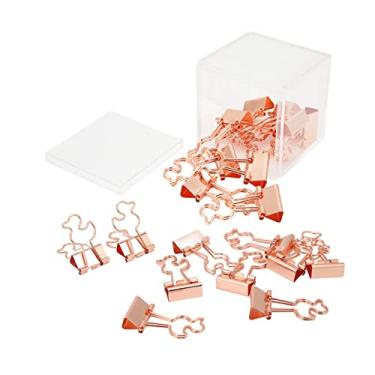 Imagem de Ainoli 20pcs clipes de papel forte força de fixação durável ferro pequeno pato design ampla aplicação pequenos clipes de pasta (Ouro rosa)