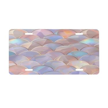 Imagem de Placa de licença de arte colorida de mármore para placas de carro dianteiras de alumínio metal adequado para caminhão placa de porta de carro bar café acessórios automotivos para homens mulheres 15 x