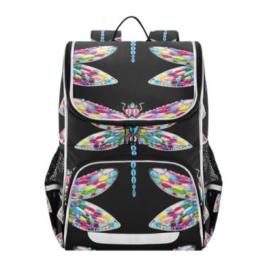 Imagem de Joisal Kids Backpack Girls Student Back to School Bag Personalized Bookbag Elementary Ages 6-12 Boys Backpacks Cool Colorful Dragonfly Black Capacity 18L