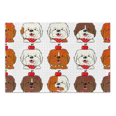 Imagem de Quebra-cabeças para adultos 1000 peças fofo cachorro pug pintura de arte animal engraçado quebra-cabeça grande duro, presentes de festa de elefante branco, 75 x 40 cm