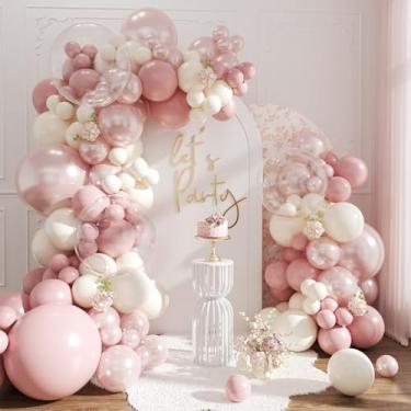 Imagem de NUTTYBASH Conjunto de arco de balão, guirlanda de balão branco de contas duplas para casamento aniversário chá de bebê revelação de gênero noivado nupcial decorações