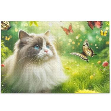Imagem de Quebra-cabeça personalizado com estampa de gato Ragdoll fofo, 1000 quebra-cabeças para adultos, família, elefantes brancos, presentes divertidos para adultos, arte de brinquedo, 75 x 50 cm