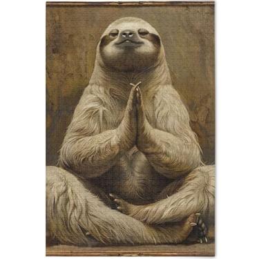 Imagem de Quebra-cabeças engraçados de preguiça de ioga para adultos, 500 peças, presentes para os amantes da família, personalizados, exclusivos, divertidos, adultos, brinquedo, jogos, arte, 52 x 37,8 cm